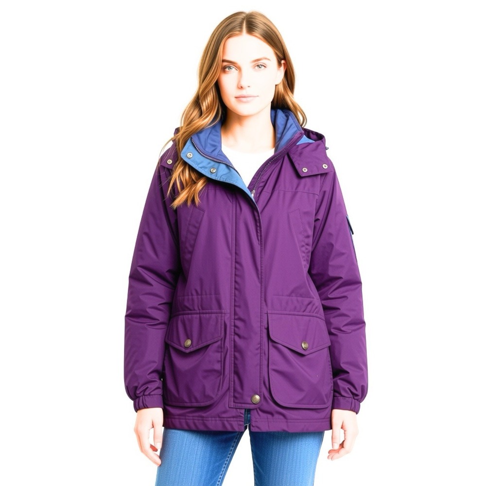 Pacific Trail Purple Utility Jacket Detachable Hood Outdoor Size S